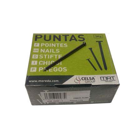 Imagen de Puntas hierro cabeza plana Caja 3 Kg