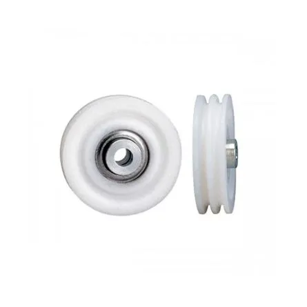 Imagen de Polea de nylon 100 mm maciza de 2 canales con rodamiento para cable de acero Aumon