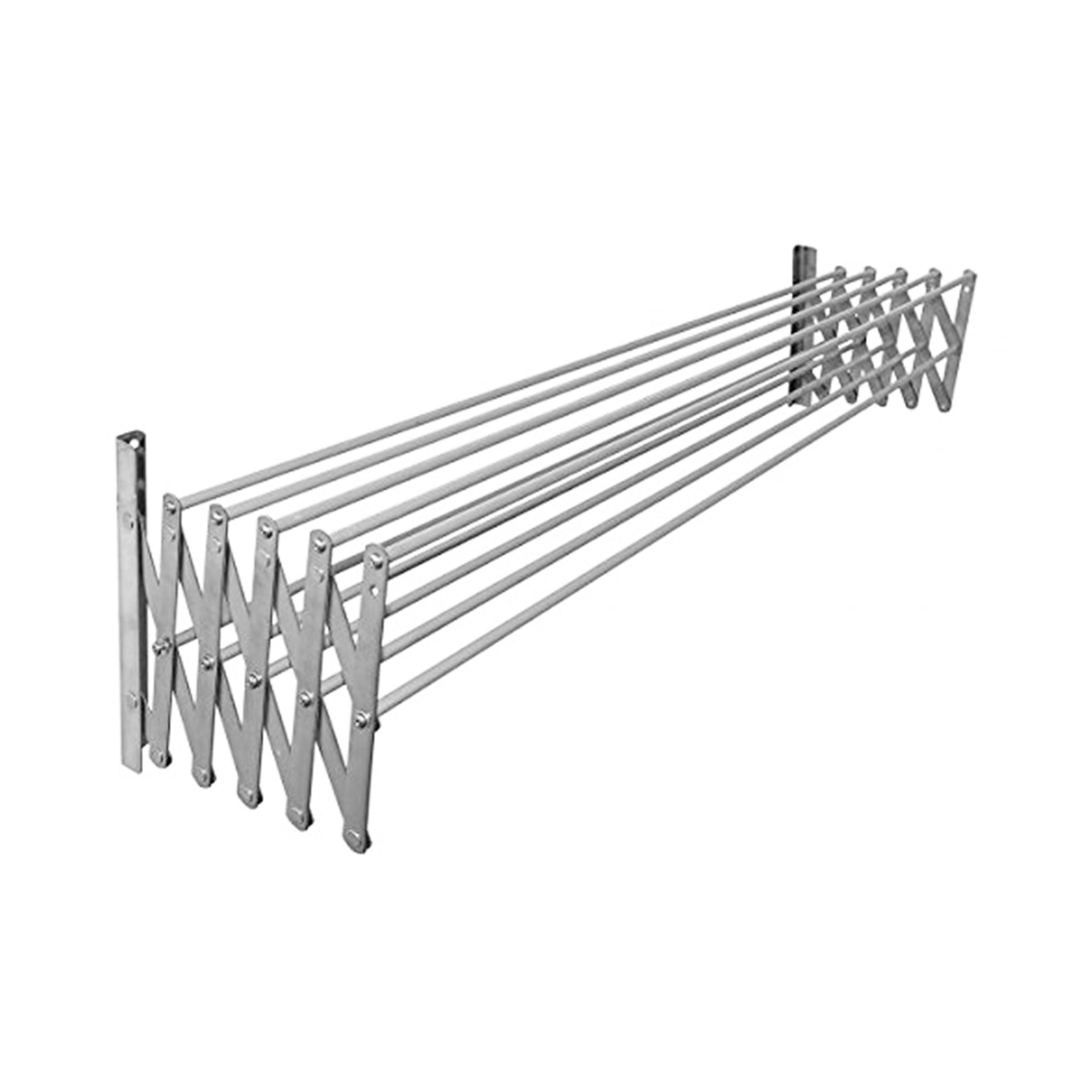 Tendedero 5 barras extensible para pared de aluminio, 9 metros de tendido