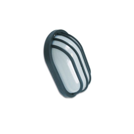 Imagen de Aplique policarbonato oval rejilla horizontal negro 60 W