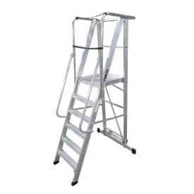 Imagen de Escalera móvil con plataforma plegable KTL KASTLE de aluminio