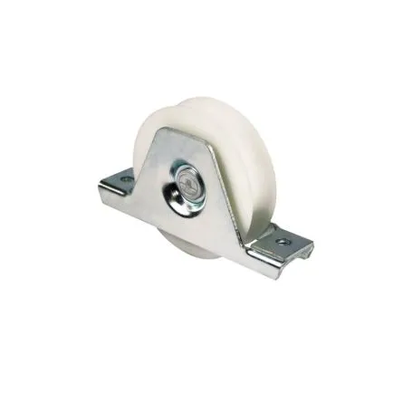 Imagen de Rueda para puerta corredera canal redondo nylon con soporte doble rodamiento Aumon