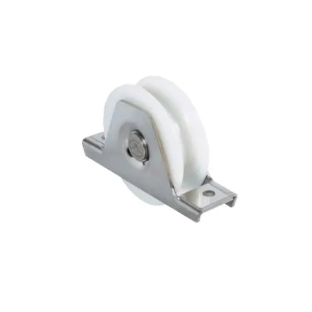 Imagen de Rueda para puerta corredera canal redondo nylon con soporte doble rodamiento inox Aumon
